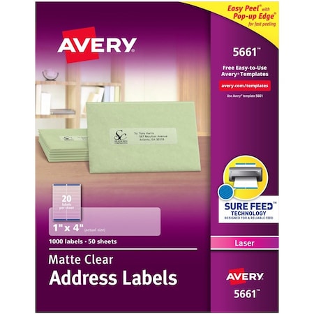 Avery Label, Ezpeel, Laser, 1X4, Cl AVE5661